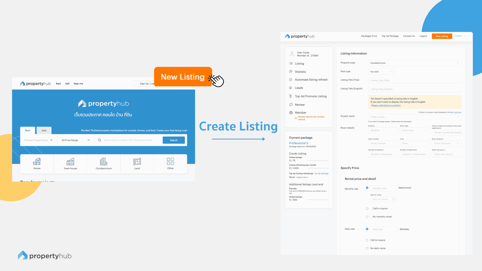 Create Listing | propertyhub.in.th