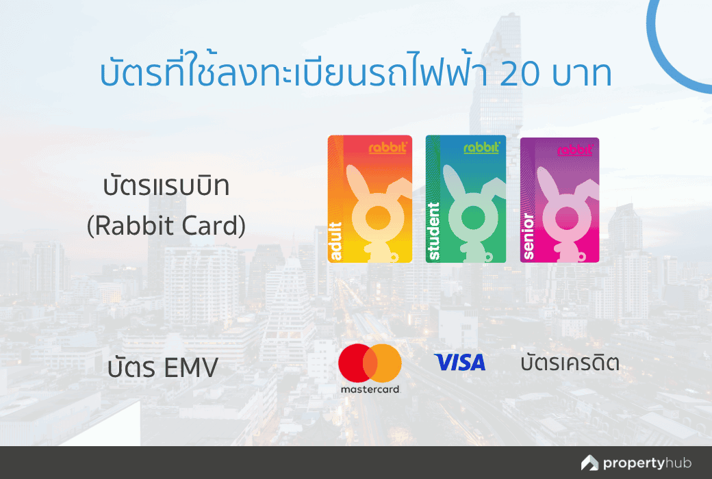 บัตรที่ใช้ลงทะเบียนรถไฟฟ้า 20 บาท