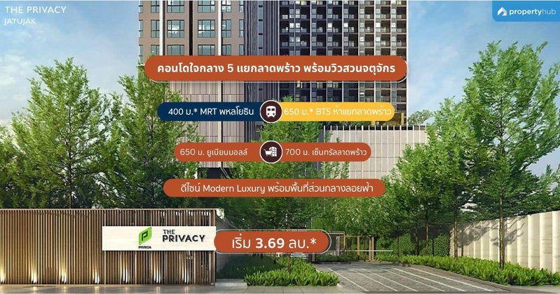 รีวิวคอนโดThe Privacy Jatujak (เดอะ ไพรเวซี่ จตุจักร) คอนโดพร้อมอยู่ วิวสวนจตุจักร ใกล้ MRT พหลโยธิน และ BTS ห้าแยกลาดพร้าว เริ่ม 3.69 ล้านบาท*