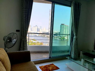 Condos for rent Khlong San : Condo for Rent Supalai River Place Fully-furnished Studio 35 sqm. Riverview. Line ID: @ppagent