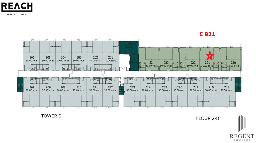 picture Cheap Rent New Condo Reach Phaholyothin 52 Widen room 8th Floor Bldg. E Swimming Pool View - 11/14