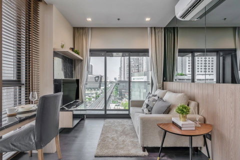 รูปภาพ M1180 Condo for rent Line Asoke-Ratchada, beautiful room, fully furnished, with a washing machine, special price