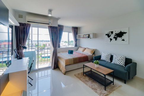 🛫For rent : 🍩Brownish Deluxe Room 2nd Building, 8th floor, IRIS AVENUE ONNUCH-SUVARNABHUMI LAT KRABUNG Rd. (Near Suvarnabhumi Airport)🛬