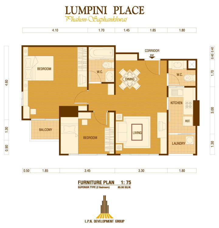 picture Lumpini Place Phahol - Saphankhwai 1 Bedroom 2 Bathroom 65 Sq.m.  (For Rent)  - 13/21