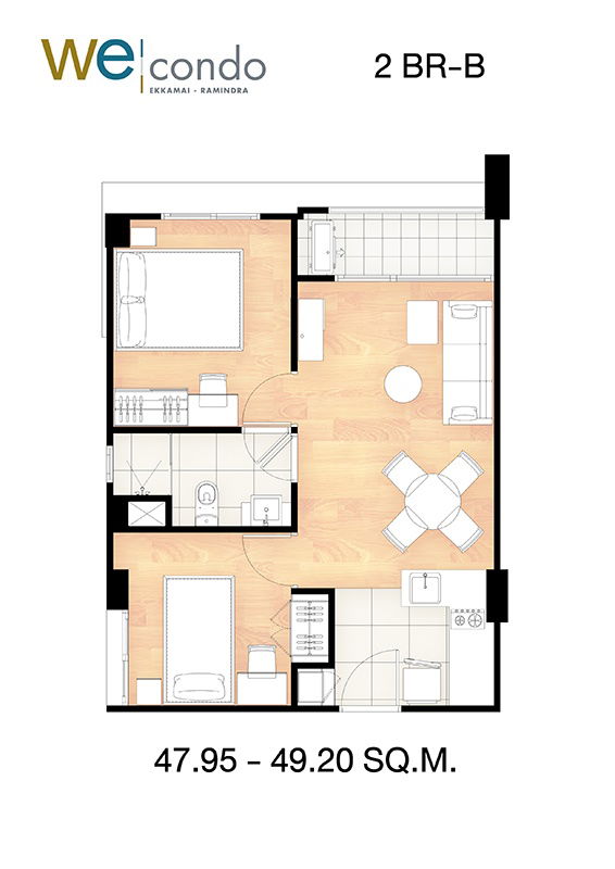 รูป >>เจ้าของให้เช่าเอง<< 2 ห้องนอน We Condo เอกมัย-รามอินทรา ตึก B **อุปกรณ์ไฟฟ้าครบ** - รูปที่ 6/6