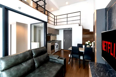 คอนโดให้เช่า : ให้เช่าคอนโดไอดีโอ พระราม9-ตัดใหม่ Duplex แบบ 2 ห้องนอน 