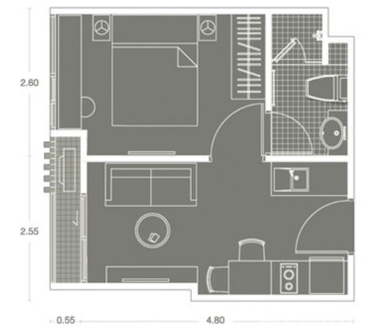 1 Bedroom floor plan