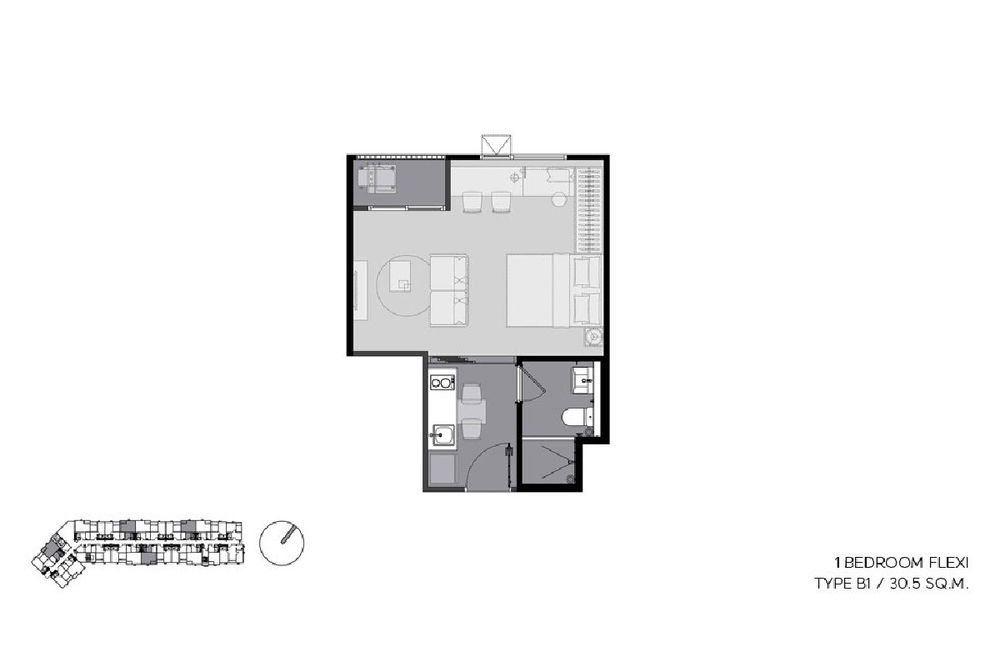 1 Bedroom Flexi floor plan