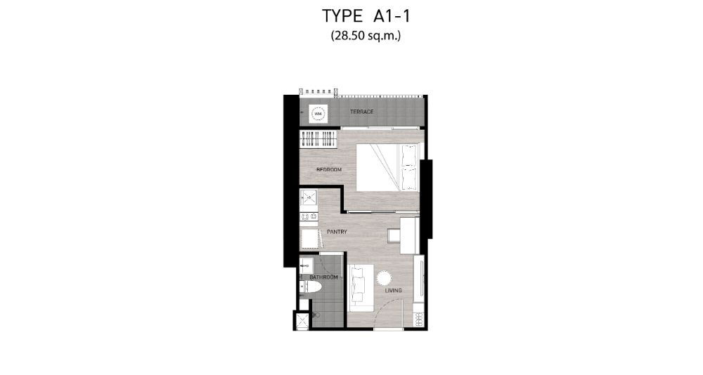 1 Bedroom Simplex floor plan