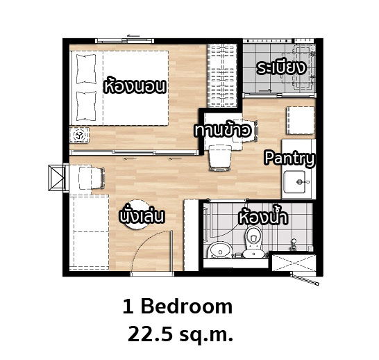 1 Bedroom floor plan