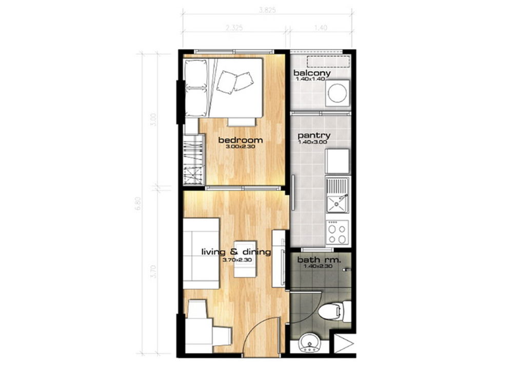 1 Bedroom floor plan