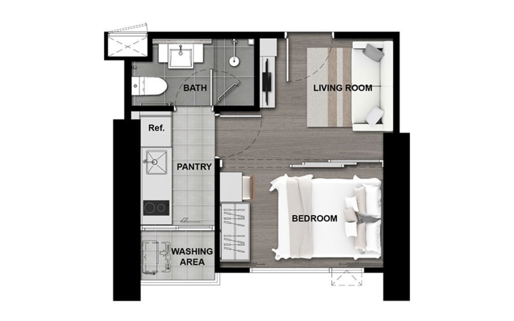1 Bedroom floor plan