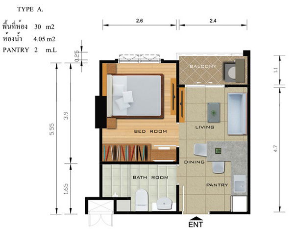1 Bedroom floor plan
