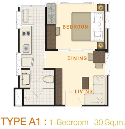 1 Bedroom floor plan