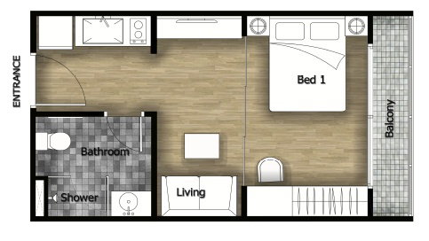 1 Bedroom floor plan