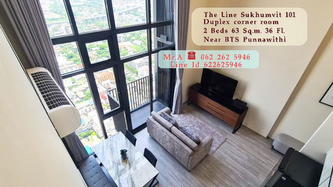 For rent The Line Sukhumvit 101 Duplex corner room, City view fully furnished