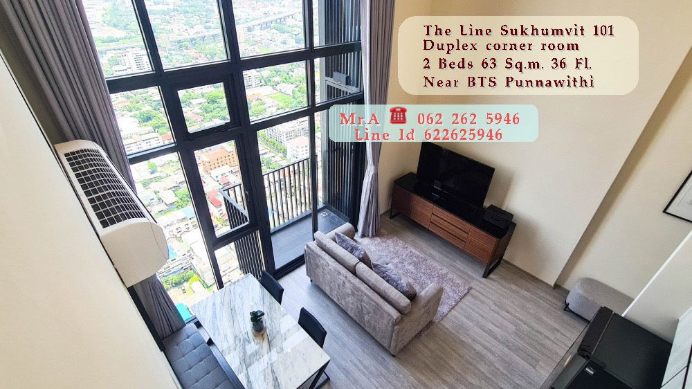 picture For rent The Line Sukhumvit 101 Duplex corner room, City view fully furnished - 1/17