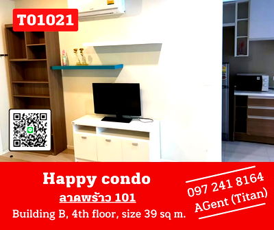 Condos for rent HomePro Ekkamai-Raminthra : 🔥🔥 Happy condo Ladprao 101, large room, fully furnished, very good price, make an appointment to see first (T01021) 