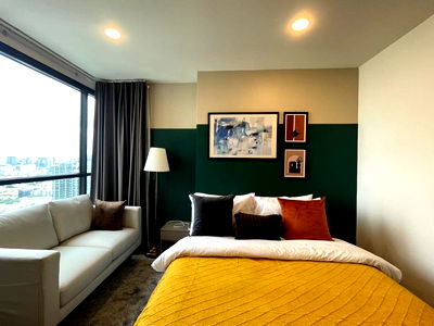 เช่าคอนโด MRT ห้วยขวาง : XT ห้วยขวาง: 30 ตร.ม. ชั้น40 (One bedroom)ห้องใหม่ ★75 เมตร ถึง MRT ห้วยขวาง★เครื่องใช้ไฟฟ้าครบ★กั้นห้องกระจกเป็นสัดส่วน★@