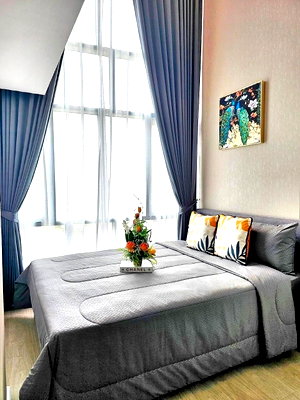 Condos for rent Tesco Lotus Superstore Rattanathibet : Metro Sky Prachachuen: 38 sq m, 20 th floor (Duplex Two bedroom), full Furniture and electrical appliances, Close to Purples MRT Line Skytrain
