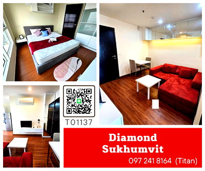 ขายคอนโด : 💥 ด่วน!!! Diamond Sukhumvit  BTS อ่อนนุช BTS พระโขนง ชั้นสูง วิวดี!!  ห้องกว้าง เฟอร์ครบ พร้อมอยู่💥  (T01137)