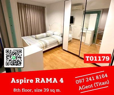 Condos for rent : 🔥🔥Urgent Aspire RAMA 4 📌Spacious room, fully furnished, ready to move in. Like to be able to negotiate on site!!! (T01179) 