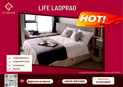Condos for rent : 🧚‍♀️For Rent 🌞 : Life Ladprao next to Lad Prao BTS. Need more information, please contact via Line ID : @ghouse.property 
