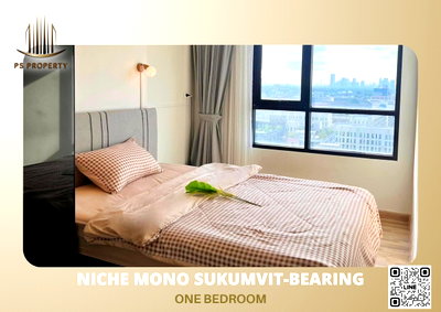 Condos for rent : For rent 📌 Niche Mono Sukumvit-Bearing, beautiful room, fully furnished, city view 📌 🚝 next to BTS Bearing