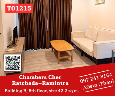 รูปภาพ 🔥🔥 Chambers Cher Ratchada–Ramintra, spacious, beautiful room, fully furnished, ready to move in. I like coming to talk at work (T01215)