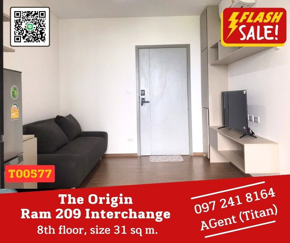 📌The Origin Ram 209 Interchange 📌ห้องกำลังจะว่าง รีบจองด่วน แต่งสวย เฟอร์ครบ  ชอบต่อรองหน้างานได้น้าา !!! (T00577)