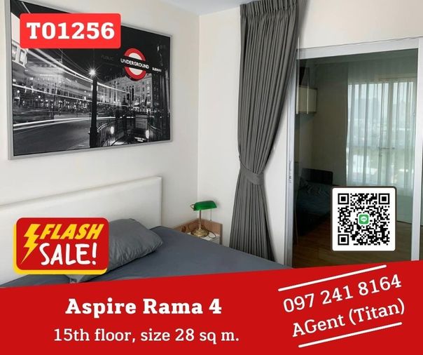 🔥🔥Aspire Rama 4 ห้องกว้าง สวย วิวสระว่ายน้ำ เฟอร์และเครื่องใช้ไฟฟ้าครบ (T01271)
