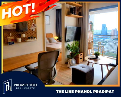 เช่าคอนโด BTS สะพานควาย : 🔥The Line Prahol -Pradipat  🔥ห้องสวย ชั้นสูง เฟอร์นิเจอร์ครับ //สอบถามเพิ่มเติมที่ Lineofficial:@Promptyou4