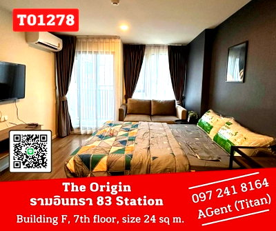 คอนโดให้เช่า : 🔥🔥 The Origin รามอินทรา 83 Station เฟอร์ครบ พร้อมเข้าอยู่ ชอบมาคุยหน้างานจ้าา (T01278)