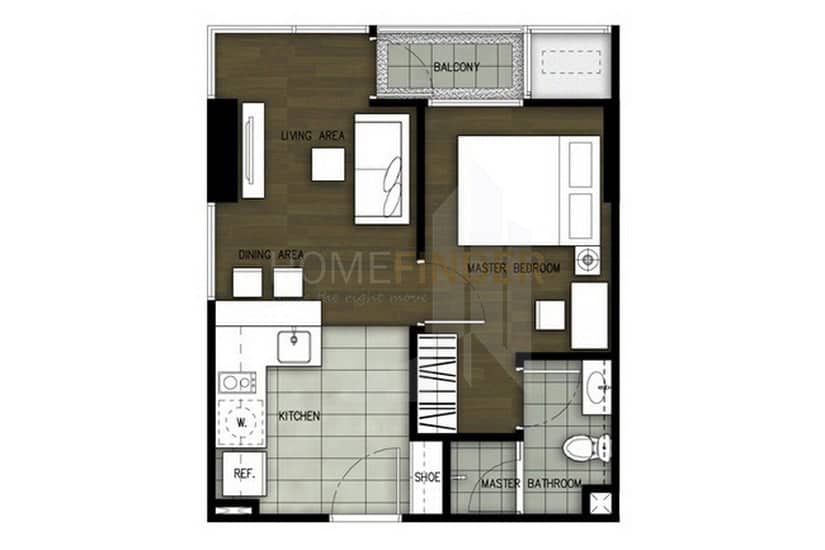 รูป WYNE by Sansiri 1 bedroom, for rent - รูปที่ 5/6
