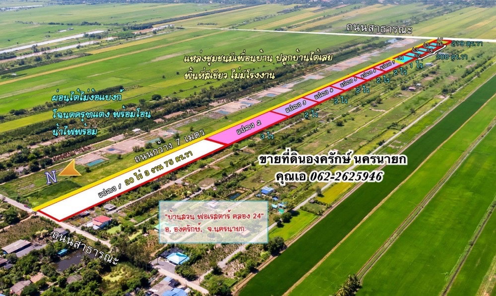 ขายที่ดินนครนายก โครงการบ้านสวน ฟอเรสตาร์ ที่สวย น้ำไฟพร้อม โฉนดครุฑแดงพร้อมโอน