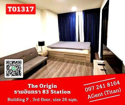 คอนโดให้เช่า : 🎯The Origin รามอินทรา 83  ห้องใหม่ ห้องมุมด้วย walk in closet,   เฟอร์ครบ พร้อมอยู่   ชอบต่อรองหน้างานได้