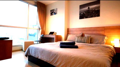 เช่าคอนโด MRT ห้วยขวาง :  สายมูต้องจัด หน้าพระพิฆเนศ รับพลัง RHYTHM Ratchada-Huaykwang: 46 ตร.ม. ชั้น19 (One bedroom)ห้องใหม่ ★10 เมตร ถึง MRT ห้วยขวาง★เครื่องใช้ไฟฟ้าครบ★