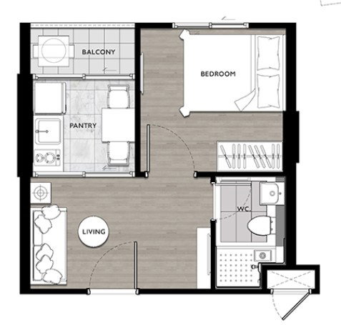 รูป 🏡 The tree ladprod 15 🍭OneBedroom 🍭แปลนห้องสวย แยกห้องนอนชัดเจน 🏡มีเฟอร์นิเจอร์ + เครื่องใช้ไฟฟ้าครบ🌲 - รูปที่ 3/7