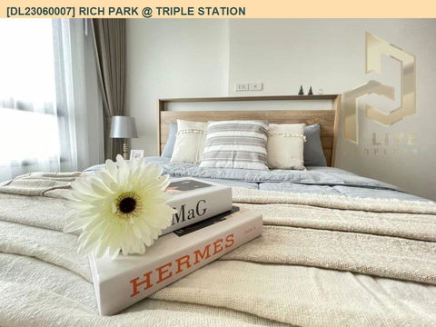 DL23060007 Condo for rent, Rich Park @ Triple Station near รถไฟสถานีหัวหมาก, ready to move in, call urgently 0656133286 LineID @655ebbvc