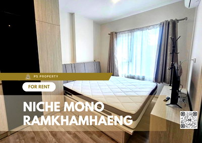 คอนโดให้เช่า : ให้เช่าคอนโด 🔺Niche Mono Ramkhamhaeng 🔺ห้องแต่งสวย พร้อมเข้าอยู่ เฟอร์ครบ พร้อมเครื่องใช้ไฟฟ้า