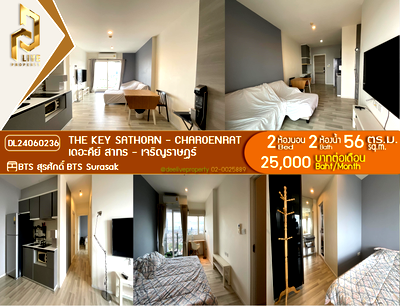 Condos for rent : DL24060236 Condo for rent, The Key Sathorn - Charoenrat near BTS Surasak, ready to move in, call urgently 0800343450 LineID @655ebbvc