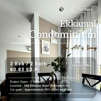 Condos for rent : 💥💥 Condo for rent C Ekkamai, beautiful room, convenient travel, near BTS Ekkamai.