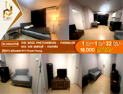 Condos for rent : DL24060398 Condo for rent, THE BASE Phetchaburi - Thonglor near BTS Phrom Phong, ready to move in, call urgently 0614453194 LineID @952jdxxk
