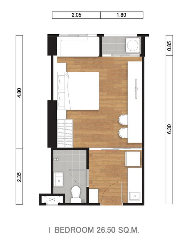 1 Bedroom floor plan
