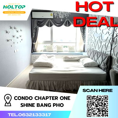 คอนโดให้เช่า : #A100 ให้เช่า Condo Chapter One Shine BangPo วิวแม่น้ำ
