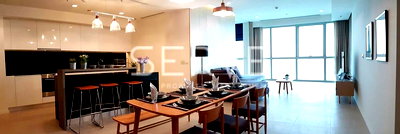 คอนโดให้เช่า : 2 Beds 3 Baths with Bathtub 132 sq.m Super High Fl. Good Location BTS Charoen Nakhon 450 m./For Rent-The River (เดอะ ริเวอร์)