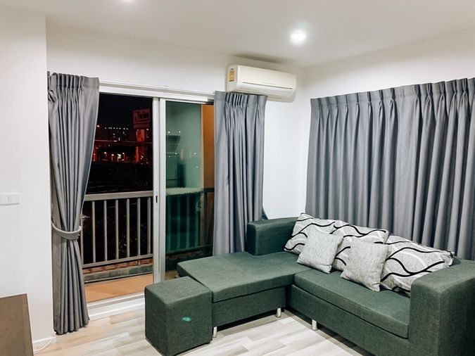P072 Condo for rent, The Key Chaneng Wattana, beautiful room, fully furnished, has a washing machine.