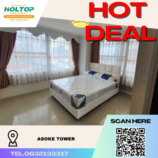 Condos for rent : #K225 For rent Asoke tower 400m to Mrt Petchburi and 800m to Bts Sukhumvit✨