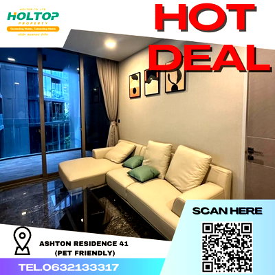 คอนโดให้เช่า :  #K283 ให้เช่า คอนโด Ashton Residence 41 ห้องใหม่ โครงการหรู จำนวนยูนิตน้อย ✅ **เลี้ยงสัตว์ได้ 🐈🐕‍🦺
