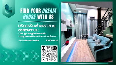 คอนโดให้เช่า : For rent IDEO Rama9-Asoke ห้องตกแต่งสวย Duplex พร้อมเข้าอยู่ LH-RW004926
